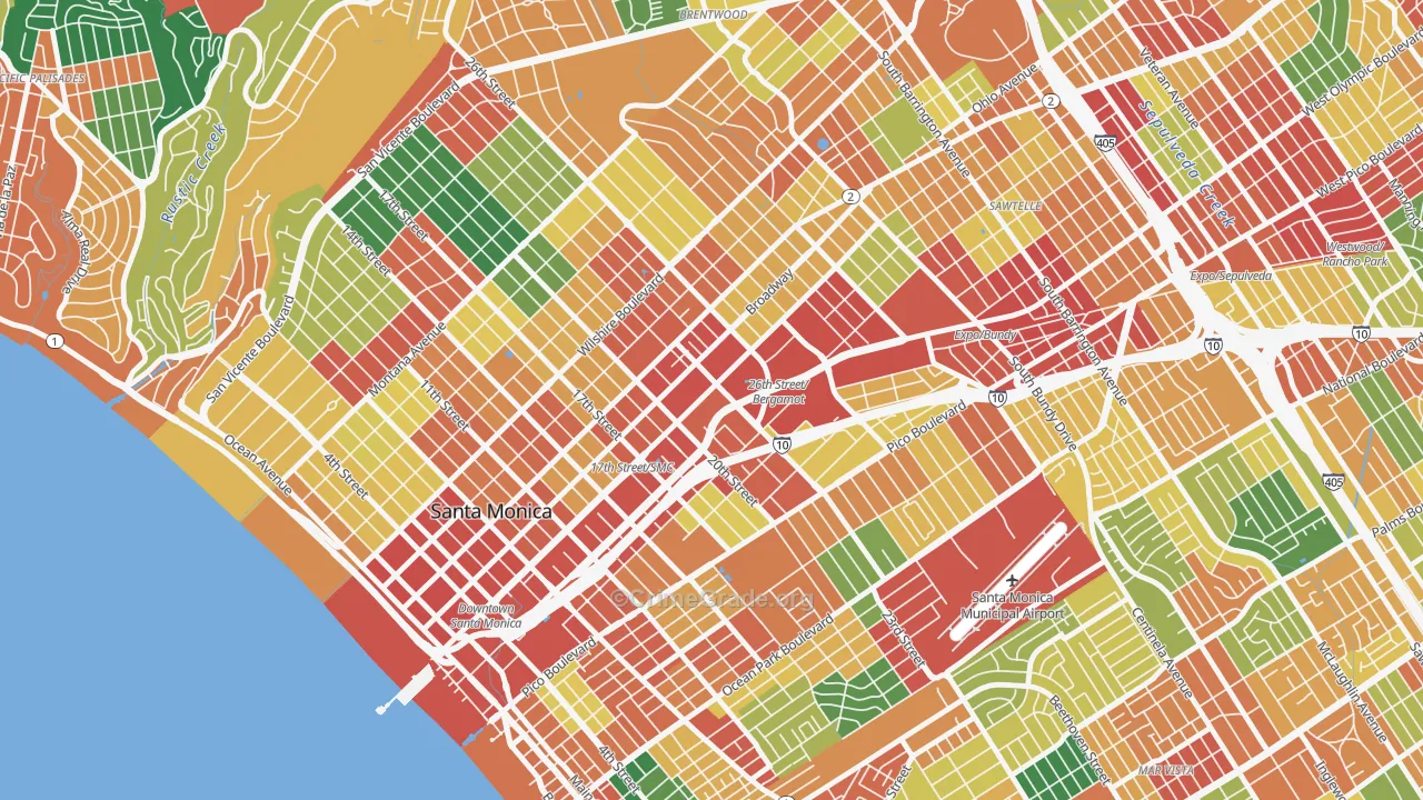 90404, CA Map of Theft Rates