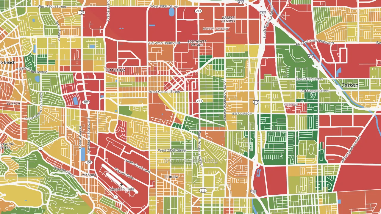 90501, CA Map of Theft Rates