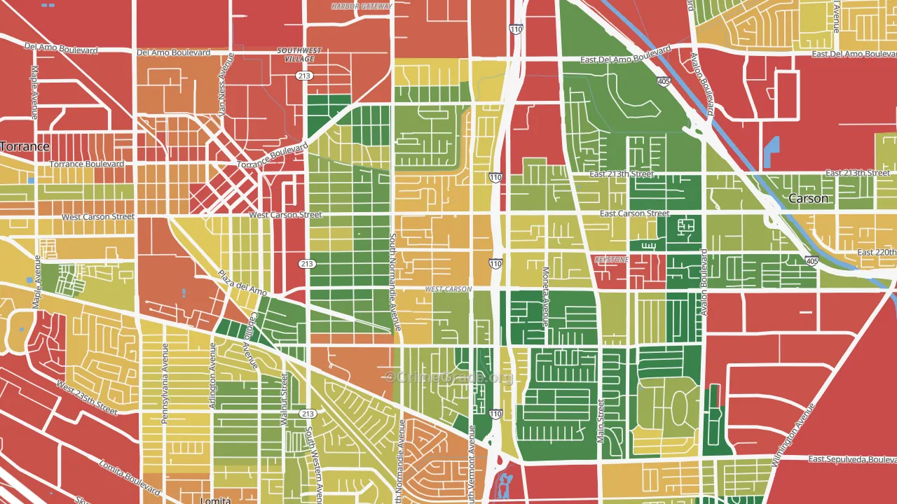 90502, CA Map of Theft Rates