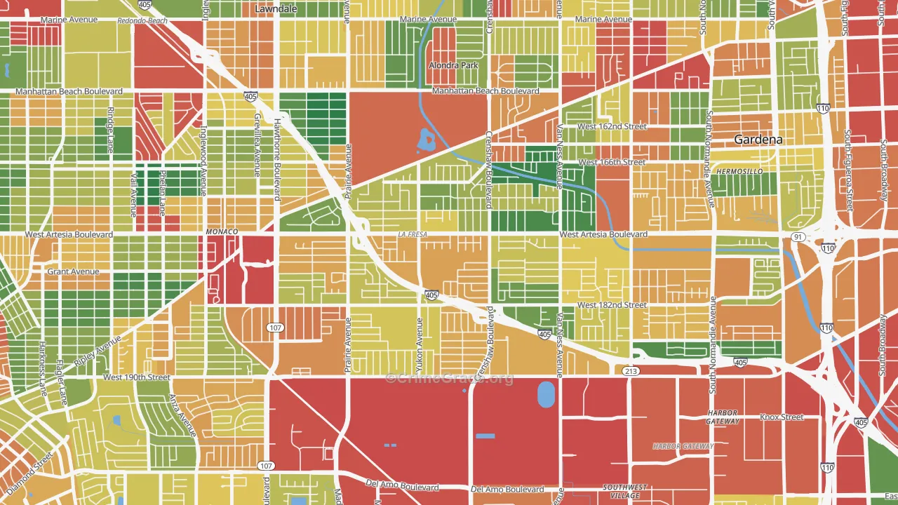 90504, CA Map of Theft Rates