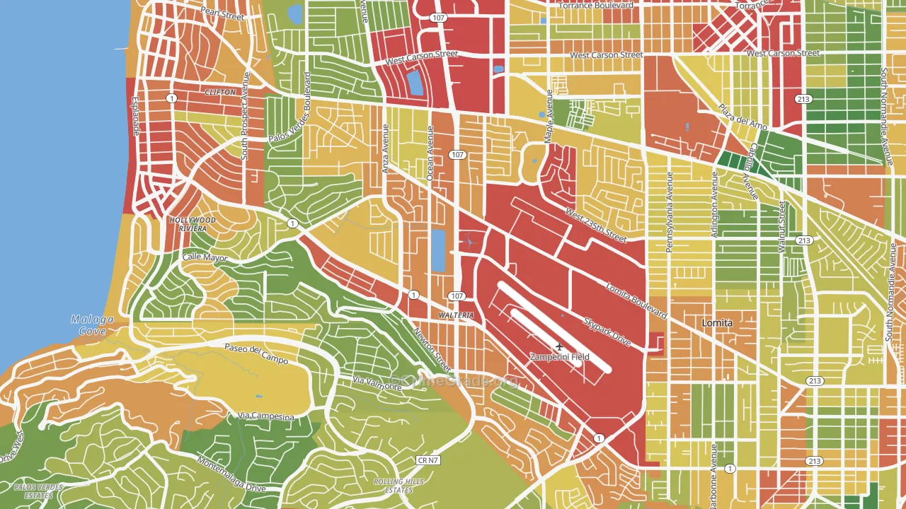 90505, CA Map of Theft Rates