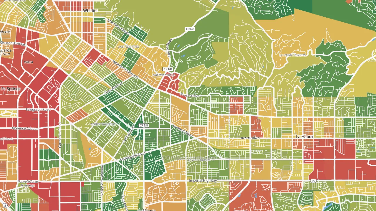 90603, CA Map of Theft Rates