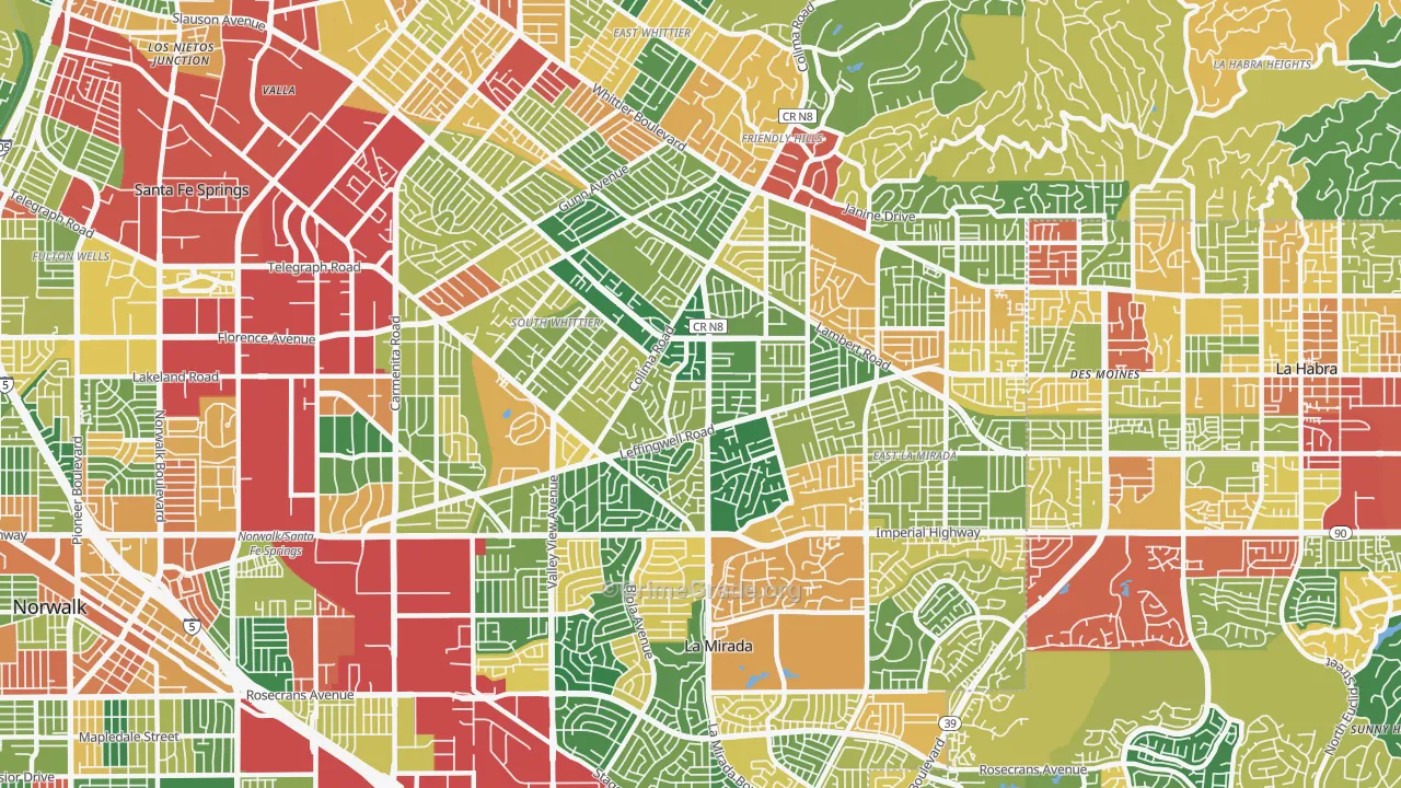 90604, CA Map of Theft Rates