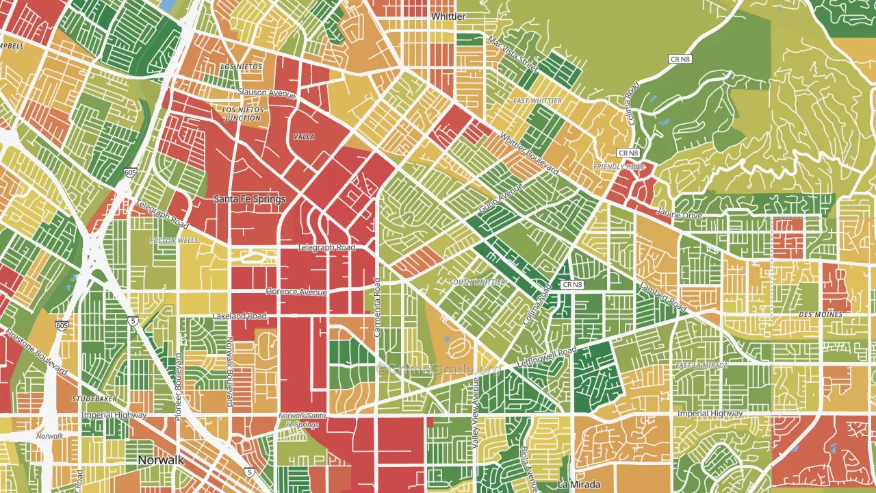90605, CA Map of Theft Rates