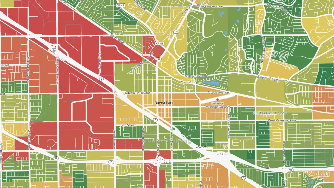 90621, CA Map of Theft Rates