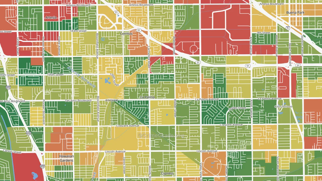 90623, CA Map of Theft Rates