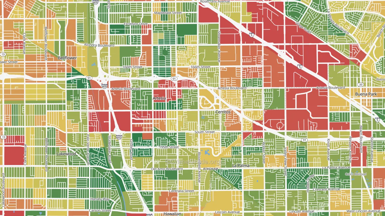 90703, CA Map of Theft Rates