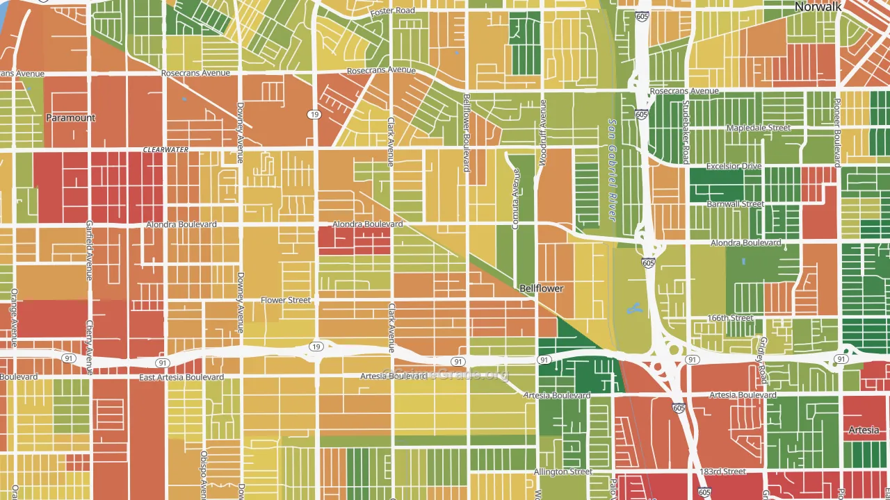 90706, CA Map of Theft Rates