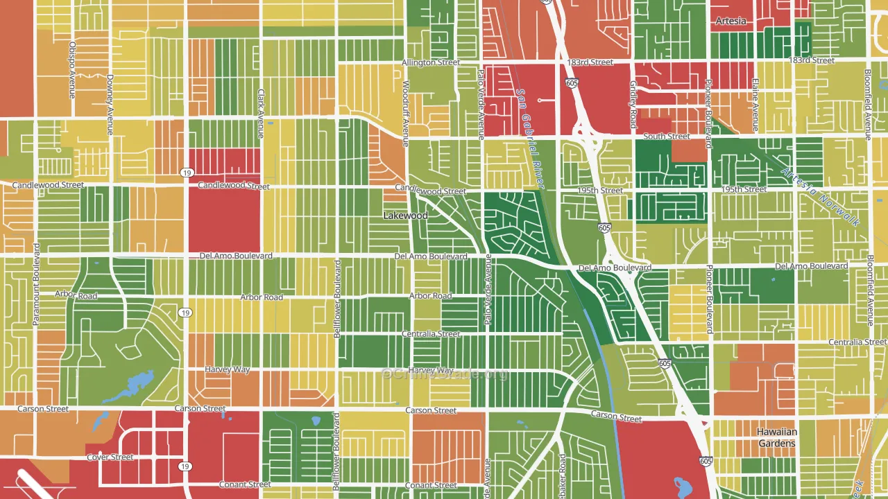 90713, CA Map of Theft Rates
