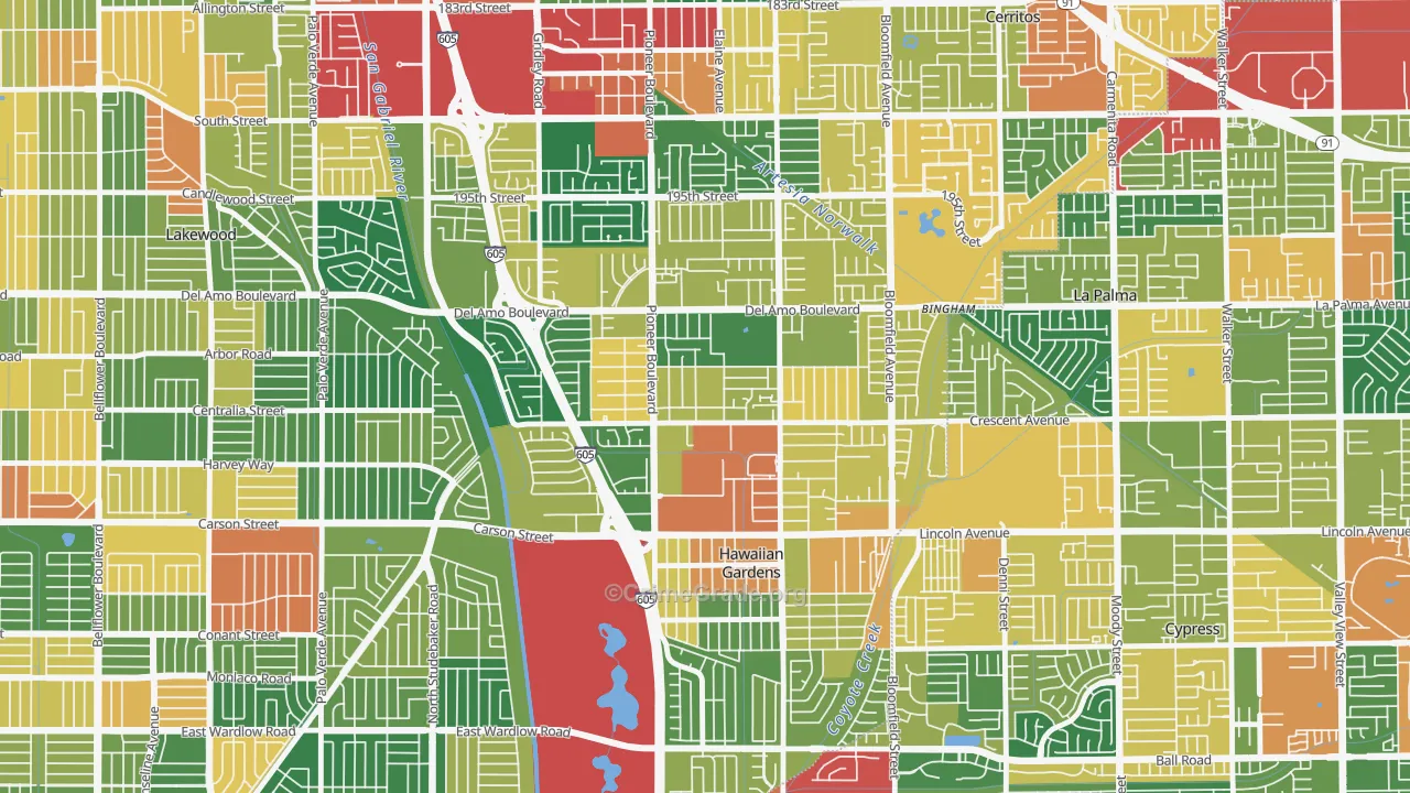90715, CA Map of Theft Rates