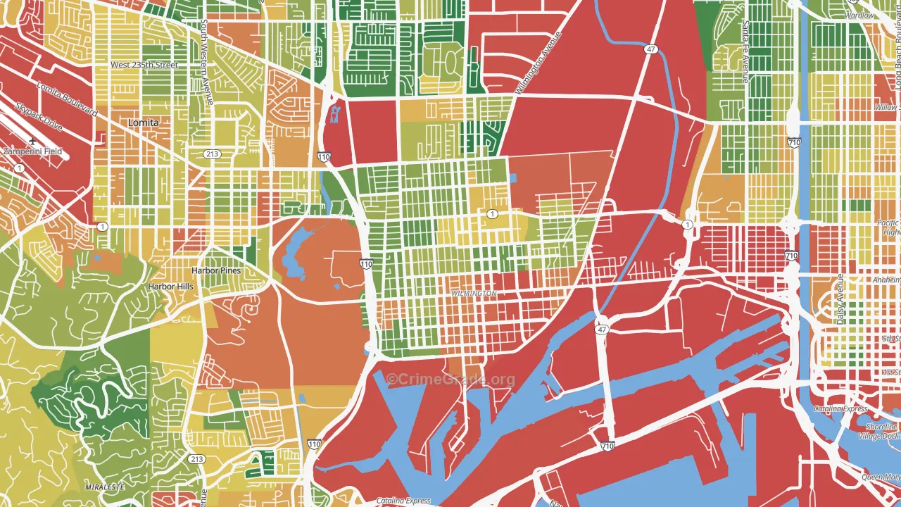 90744, CA Map of Theft Rates