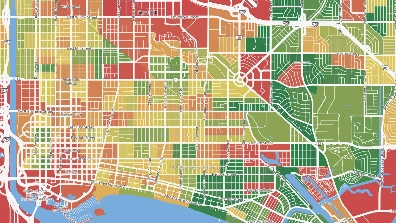 90804, CA Map of Theft Rates