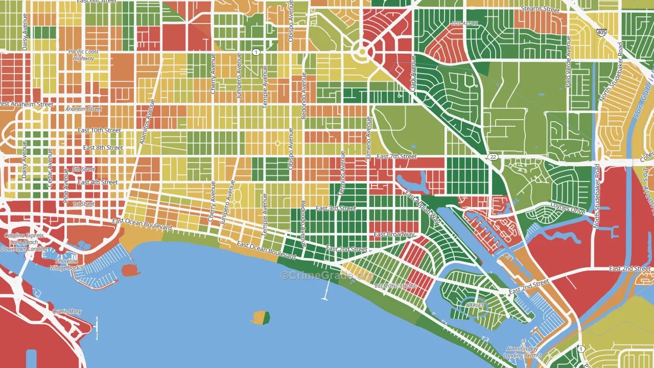 90814, CA Map of Theft Rates