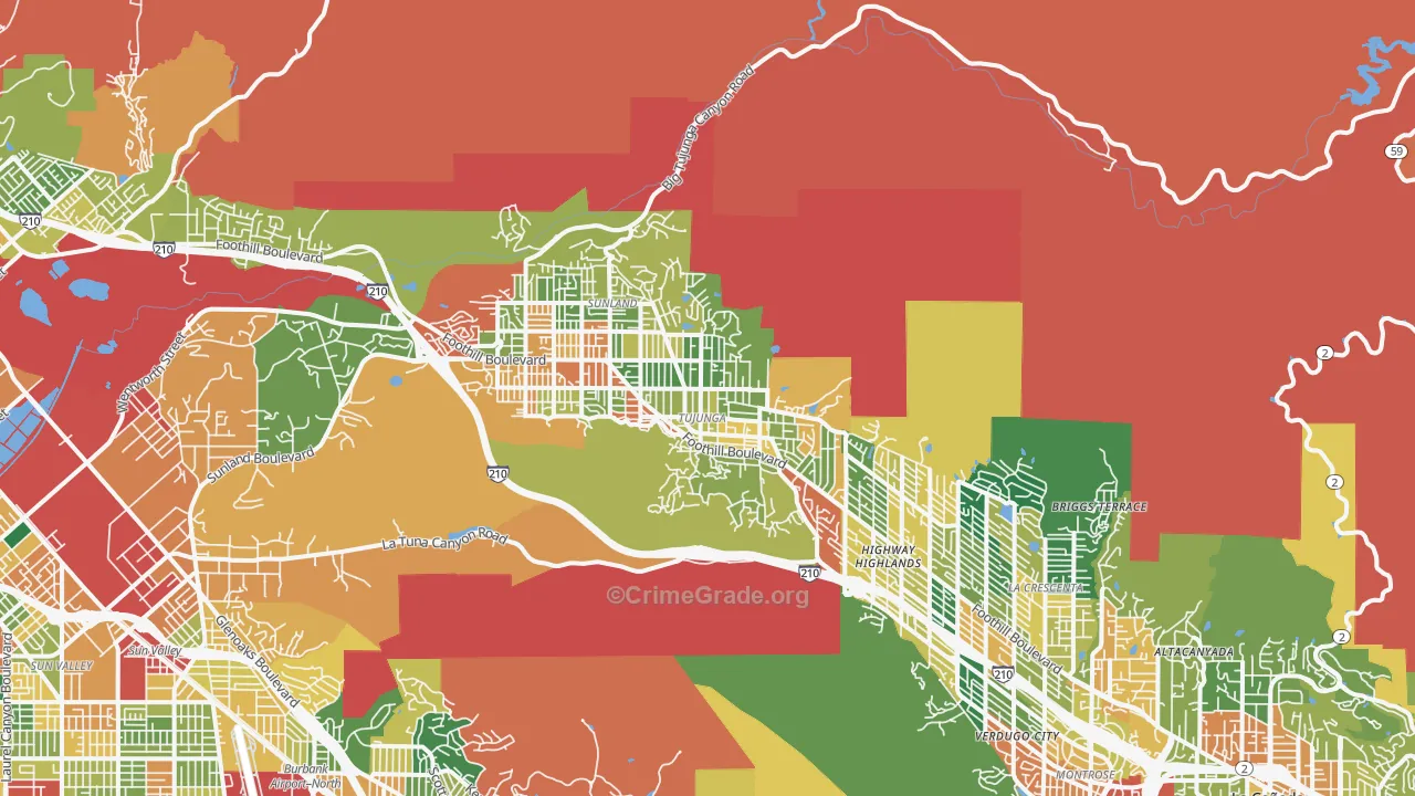 91042, CA Map of Theft Rates