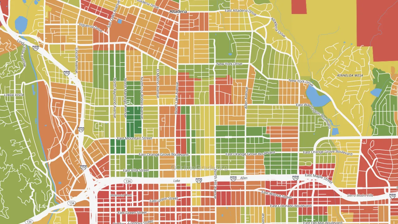 91104, CA Map of Theft Rates