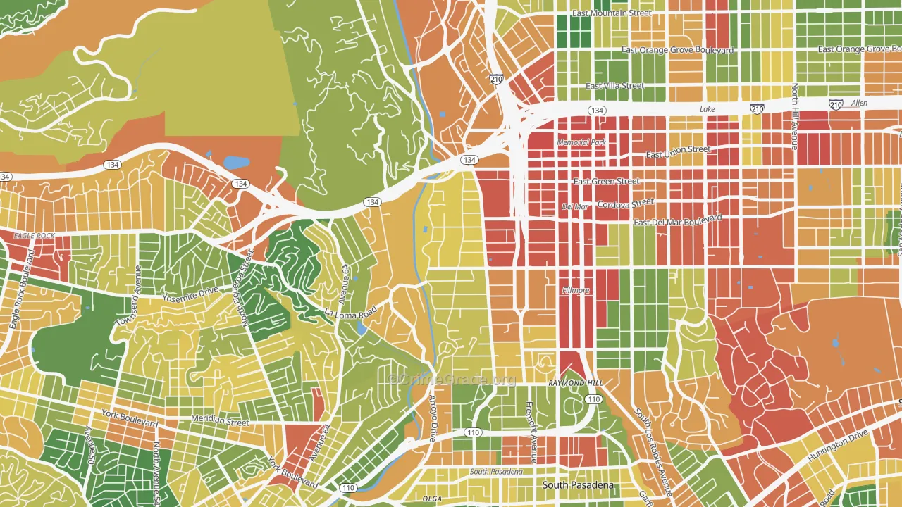 91105, CA Map of Theft Rates
