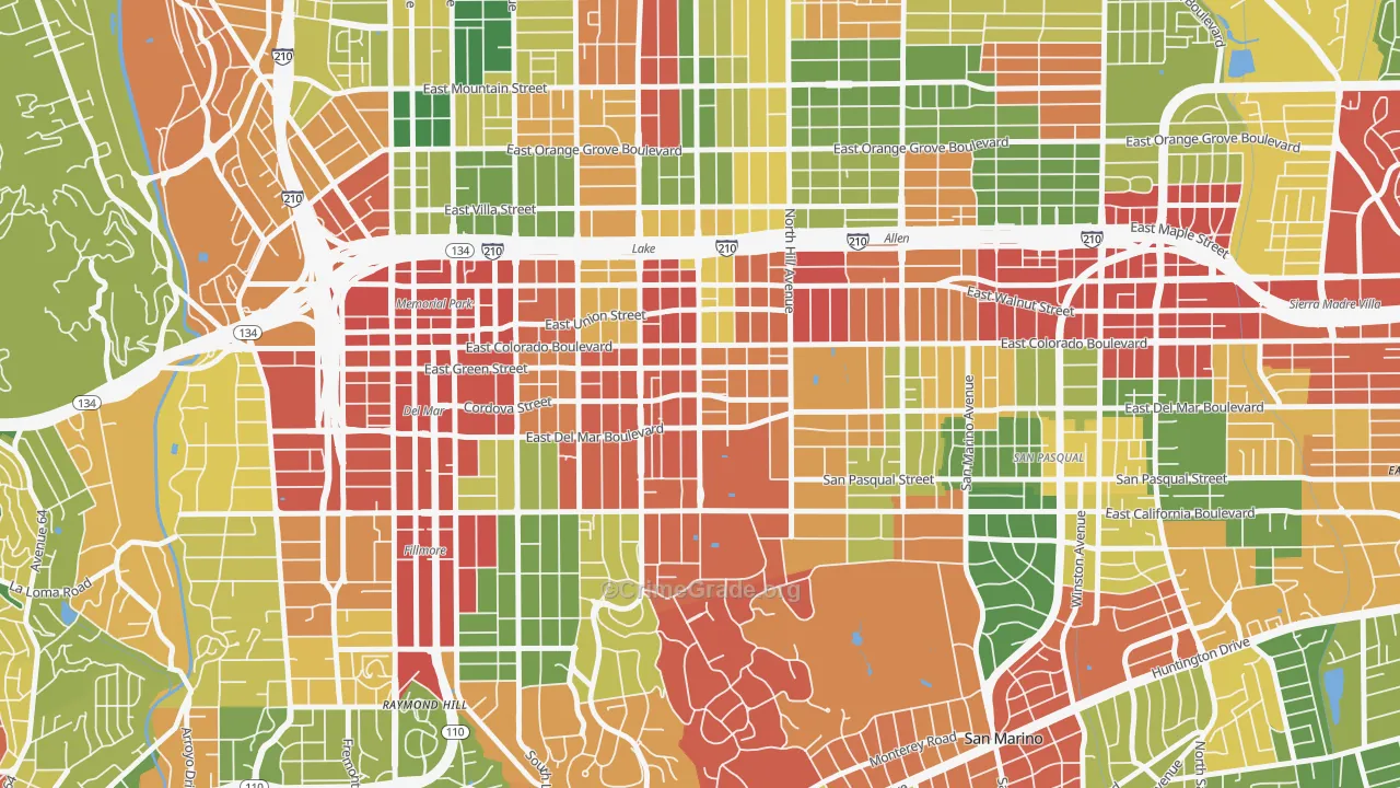 91106, CA Map of Theft Rates