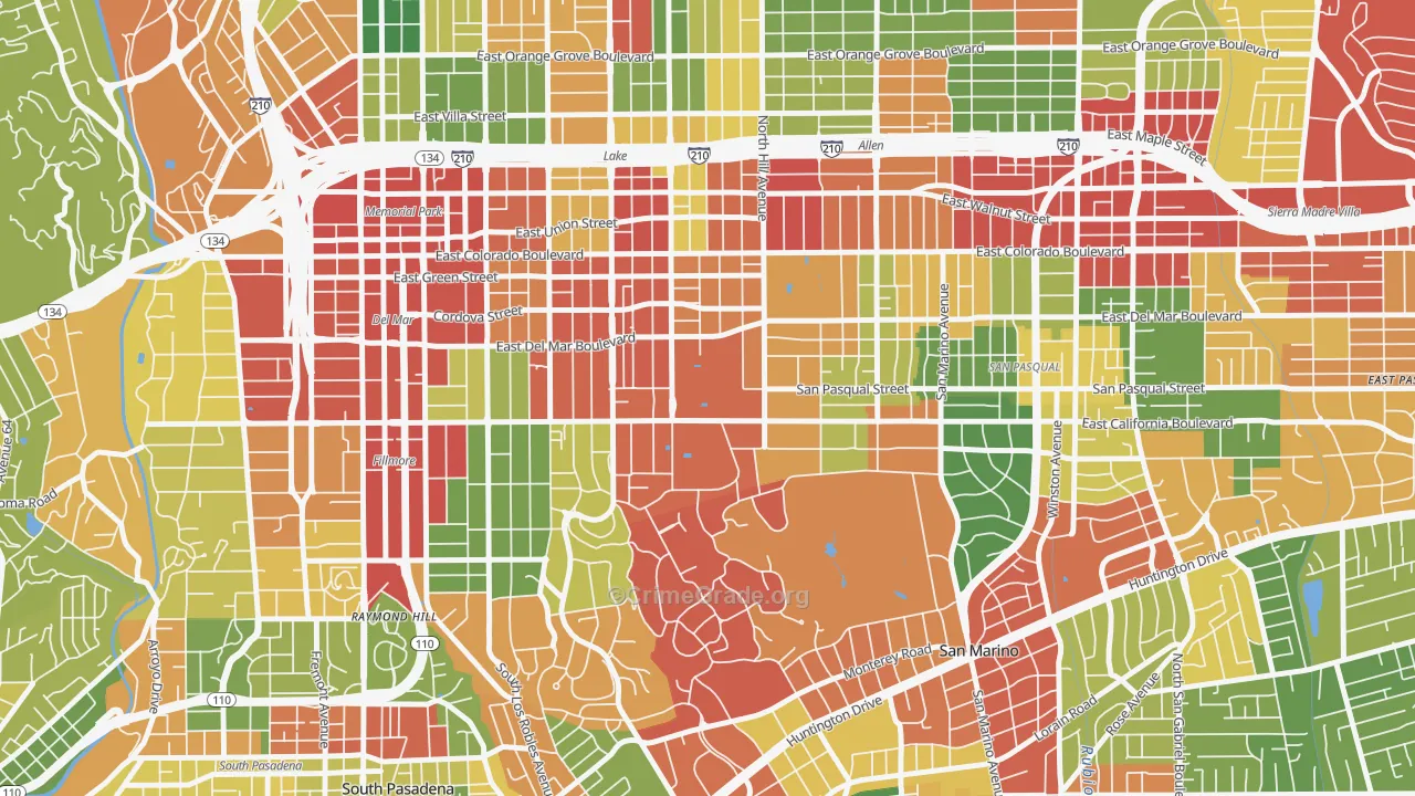 91125, CA Map of Theft Rates