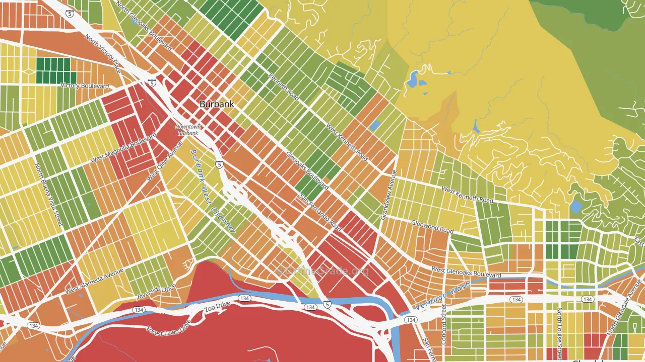 91201, CA Map of Theft Rates