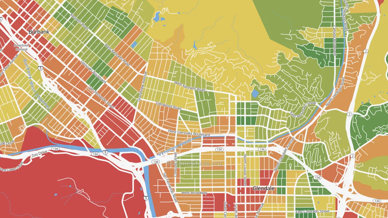 91202, CA Map of Theft Rates