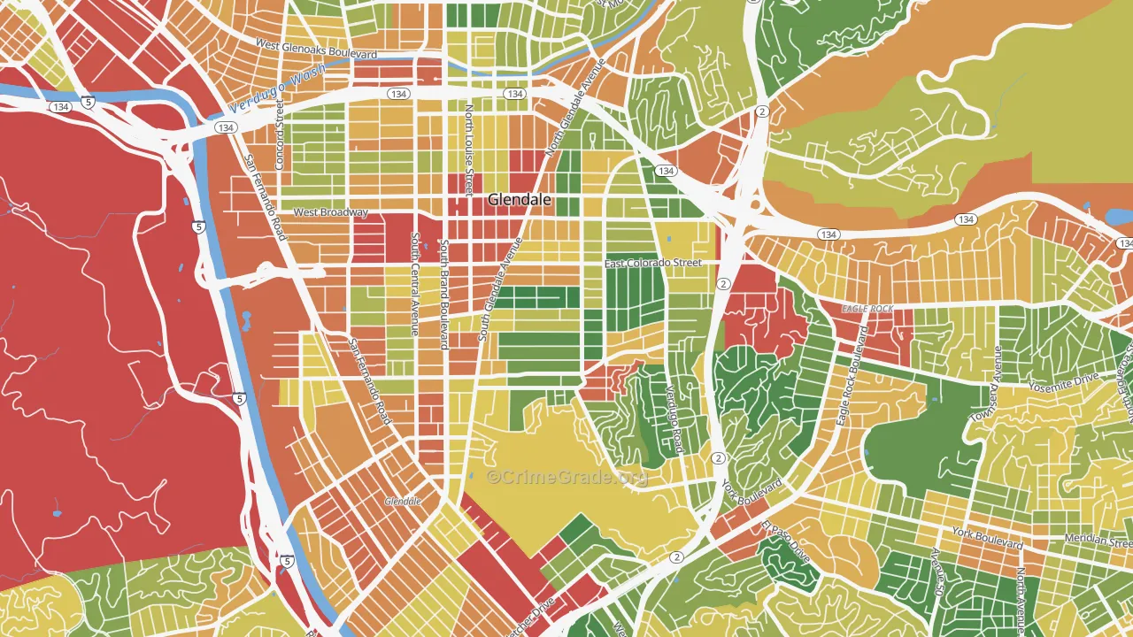 91205, CA Map of Theft Rates