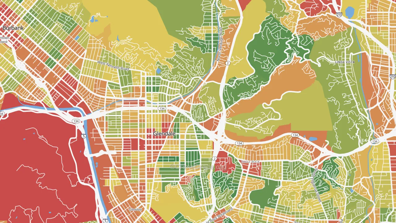 91206, CA Map of Theft Rates