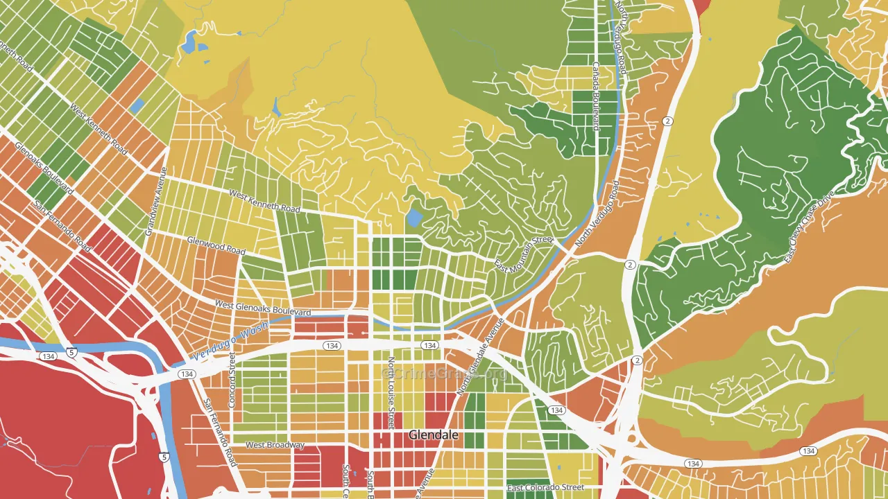 91207, CA Map of Theft Rates