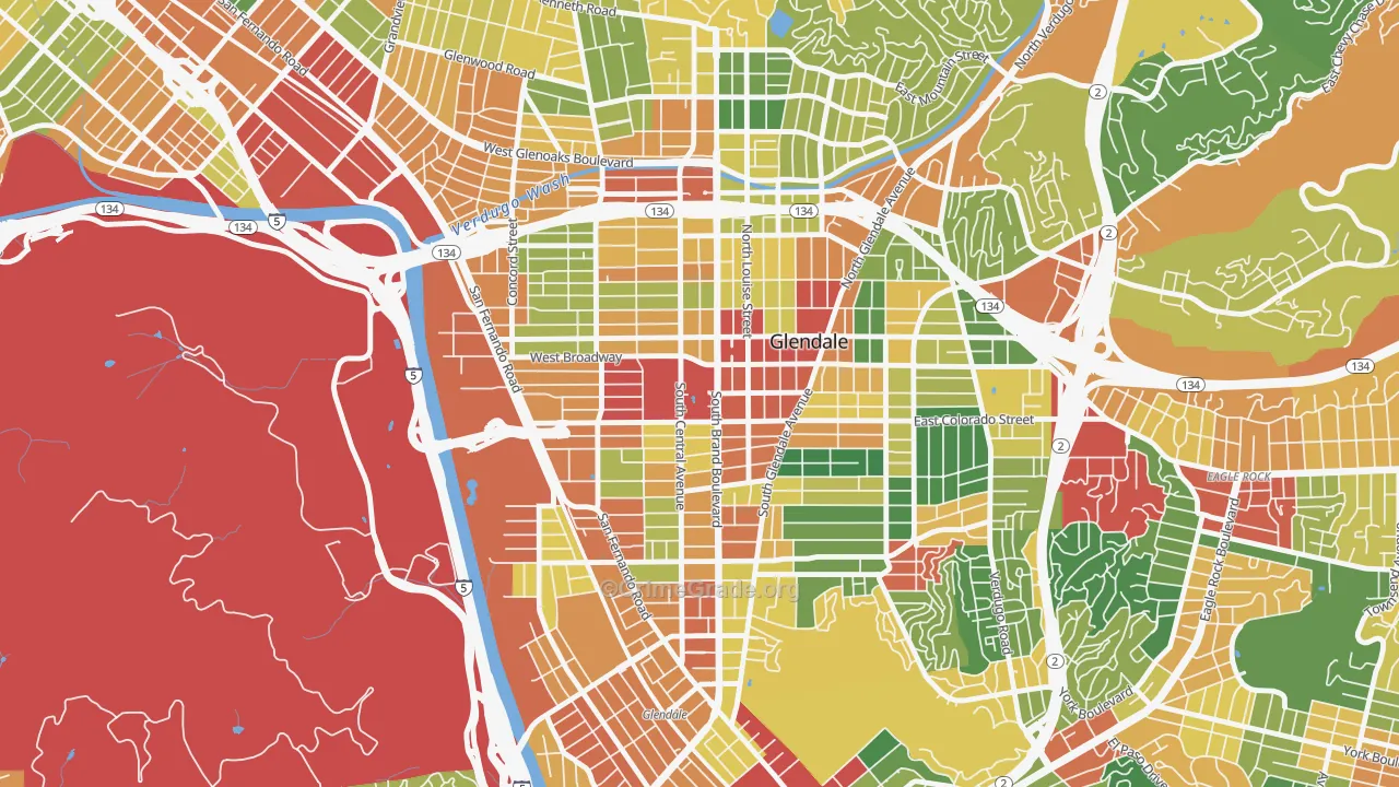 91210, CA Map of Theft Rates
