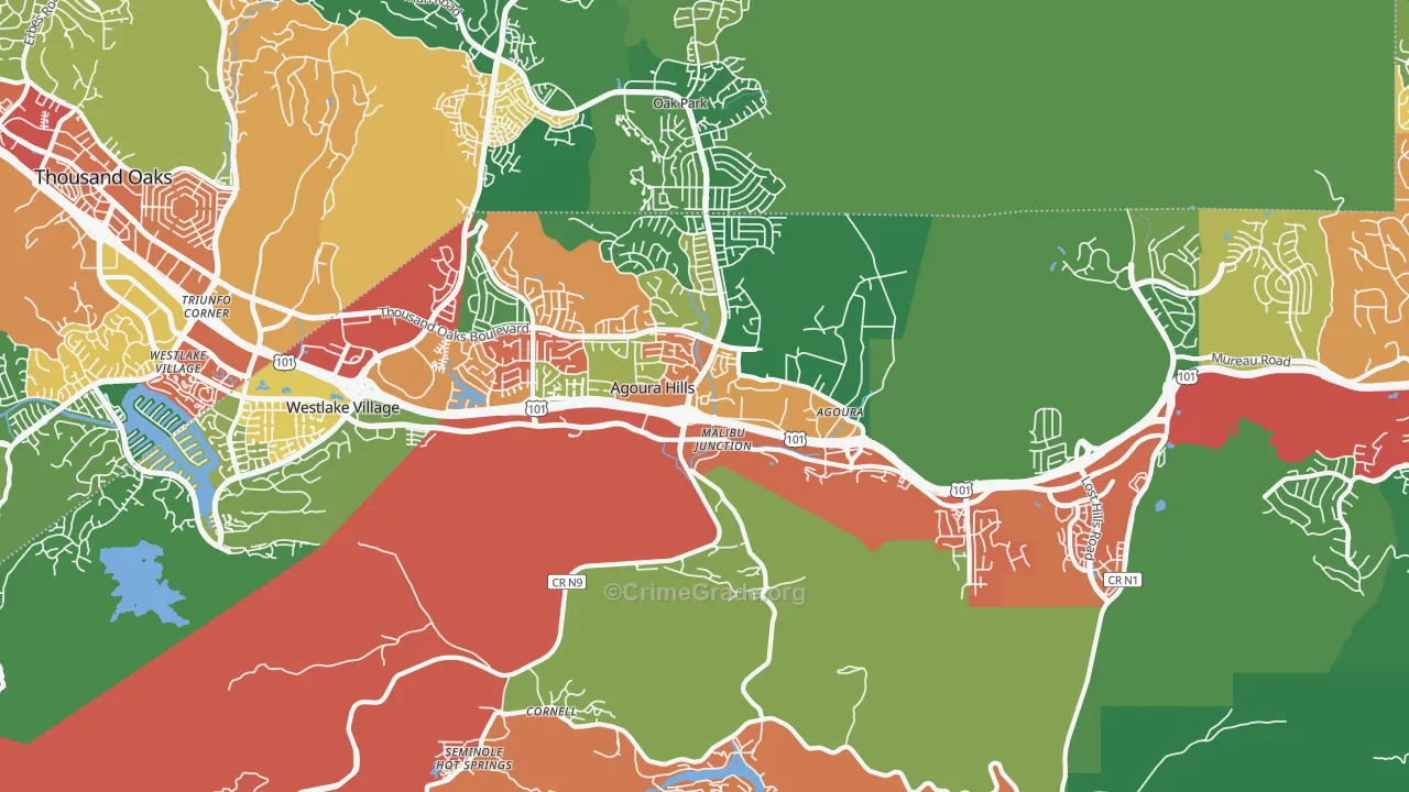 91301, CA Map of Theft Rates