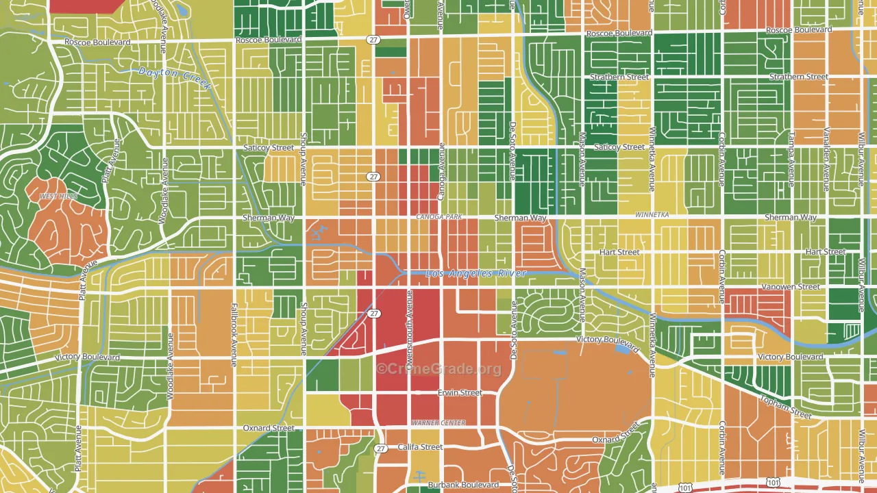91303, CA Map of Theft Rates