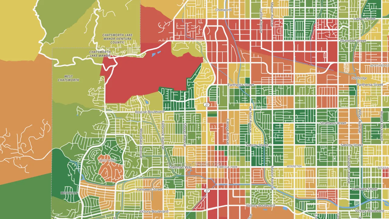 91304, CA Map of Theft Rates