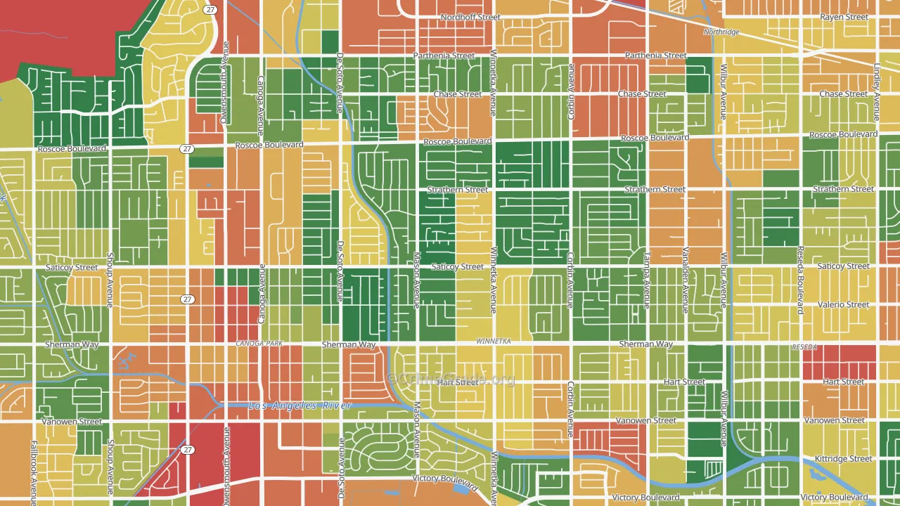 91306, CA Map of Theft Rates