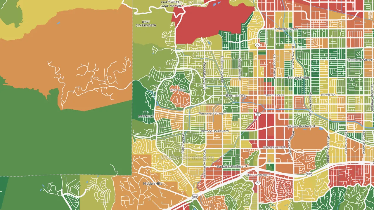 91307, CA Map of Theft Rates