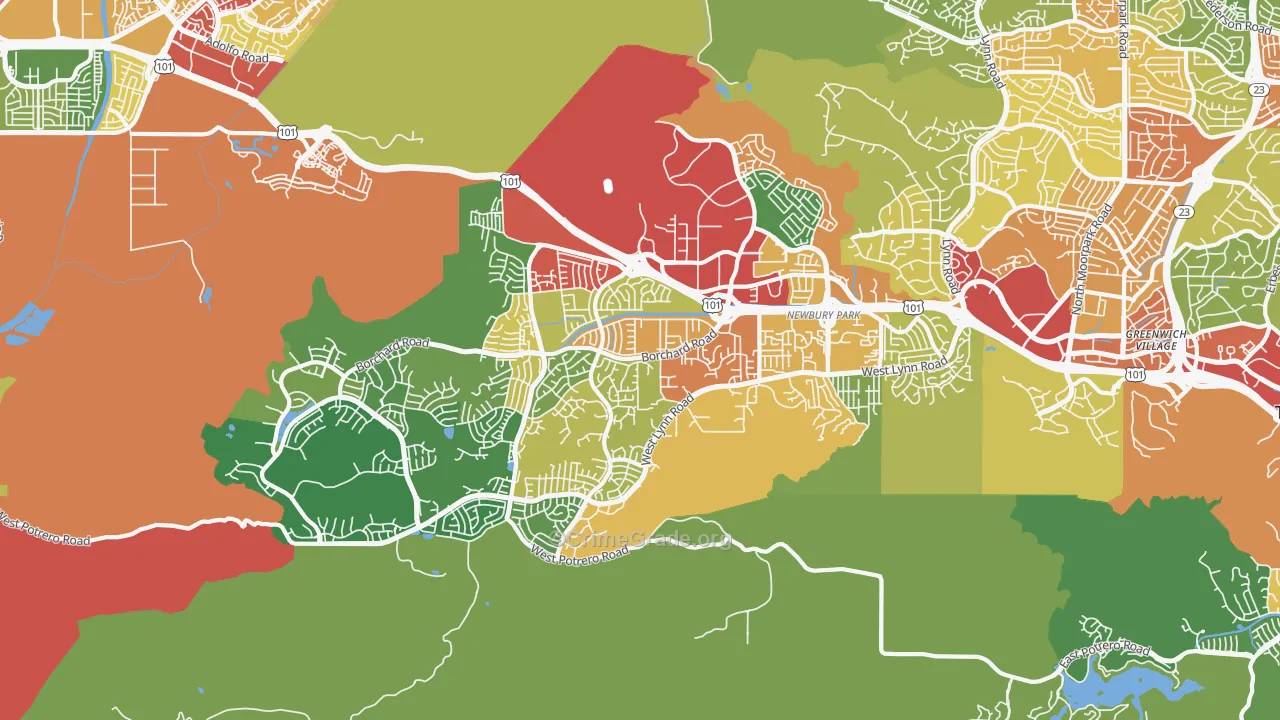 91320, CA Map of Theft Rates