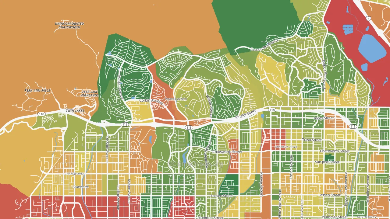 91326, CA Map of Theft Rates