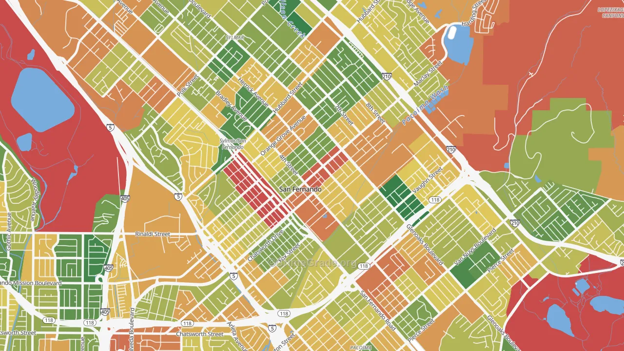91340, CA Map of Theft Rates