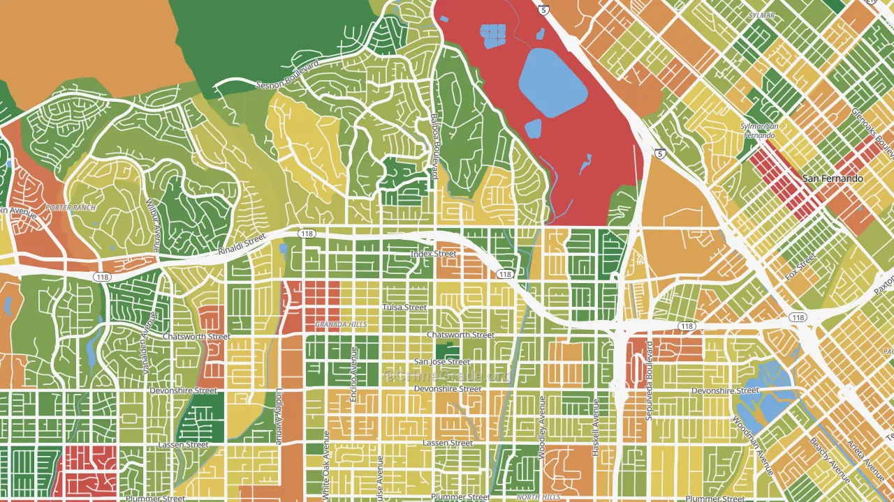 91344, CA Map of Theft Rates