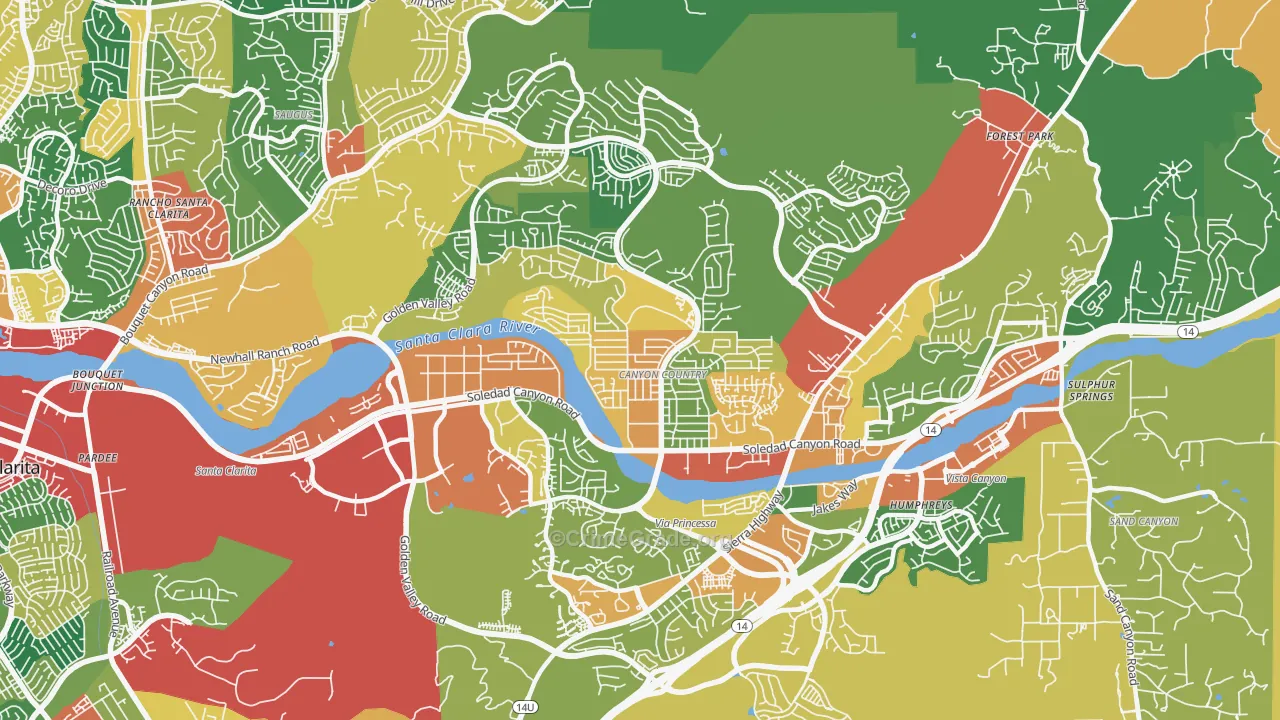 91351, CA Map of Theft Rates