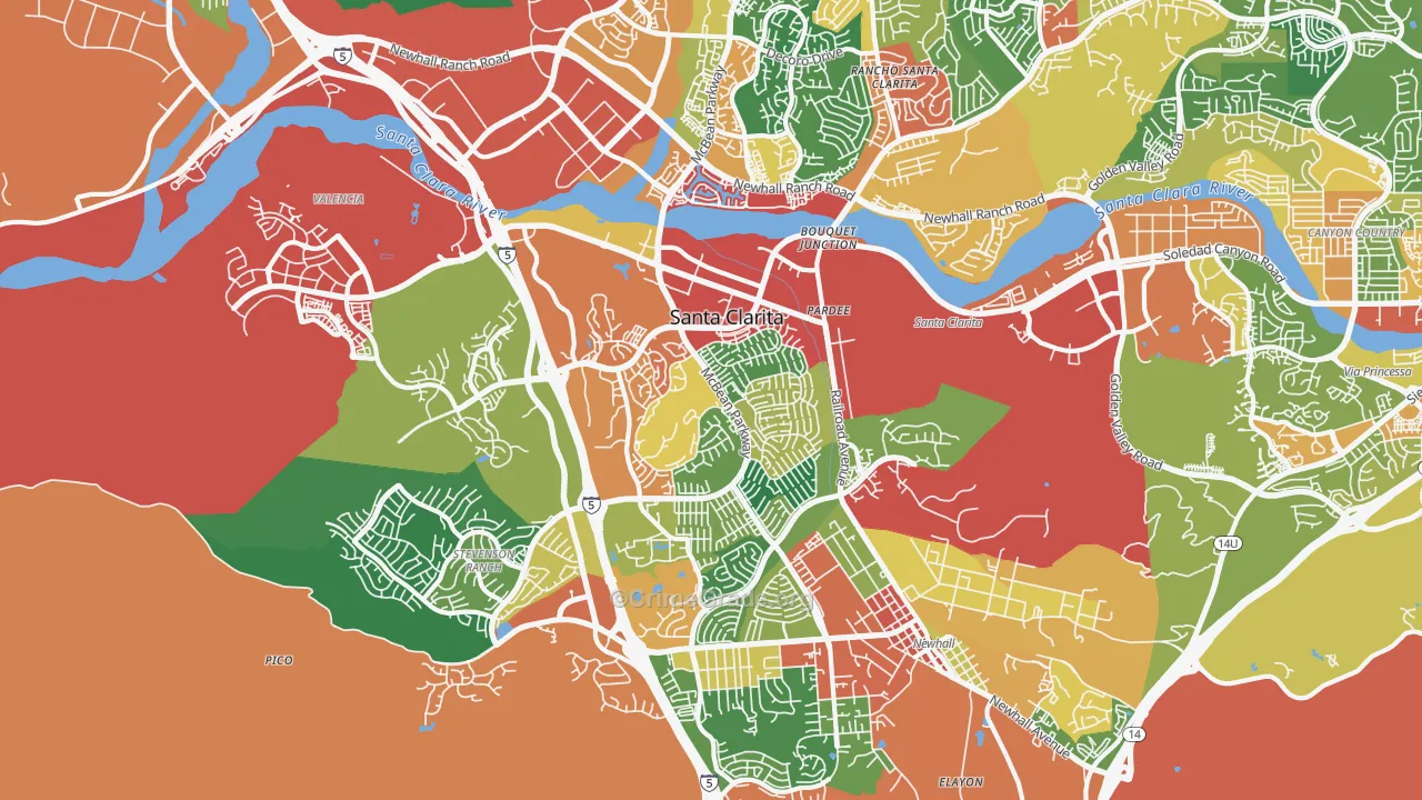 91355, CA Map of Theft Rates
