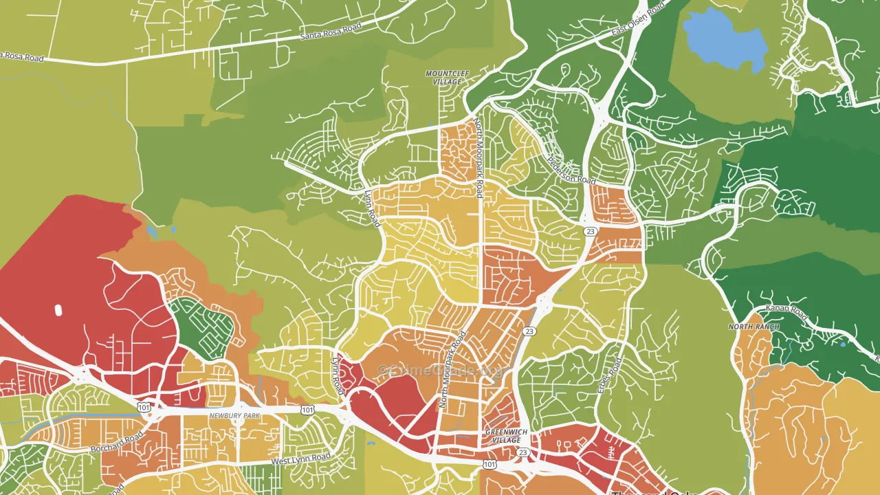 91360, CA Map of Theft Rates