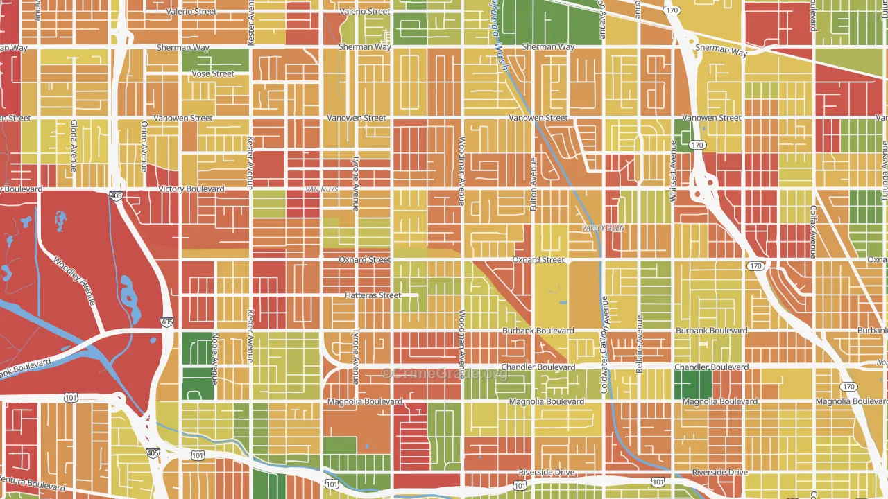 91401, CA Map of Theft Rates