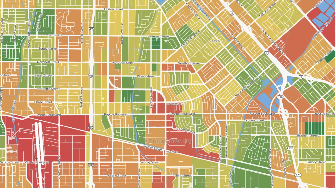 91402, CA Map of Theft Rates