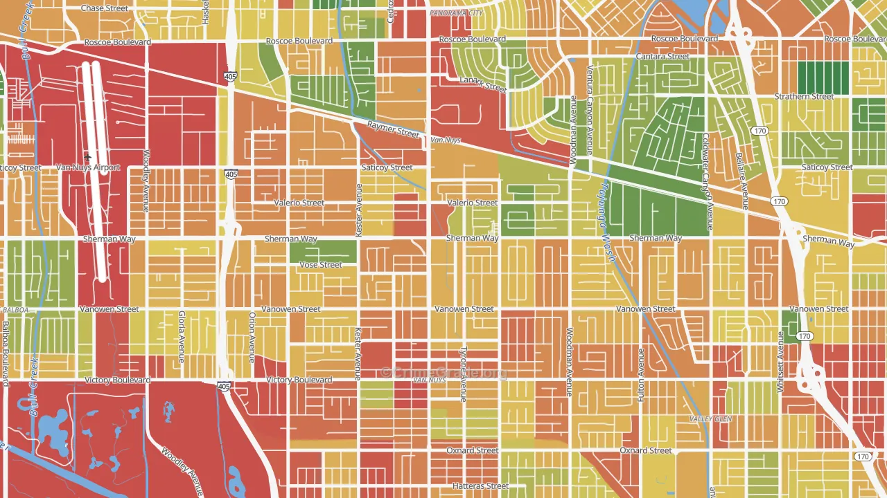 91405, CA Map of Theft Rates