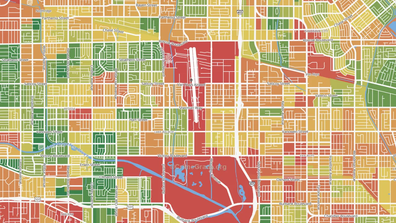 91406, CA Map of Theft Rates