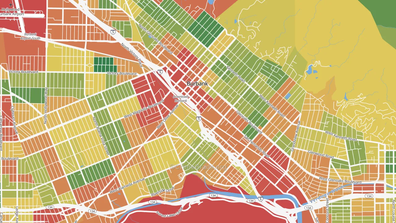 91502, CA Map of Theft Rates