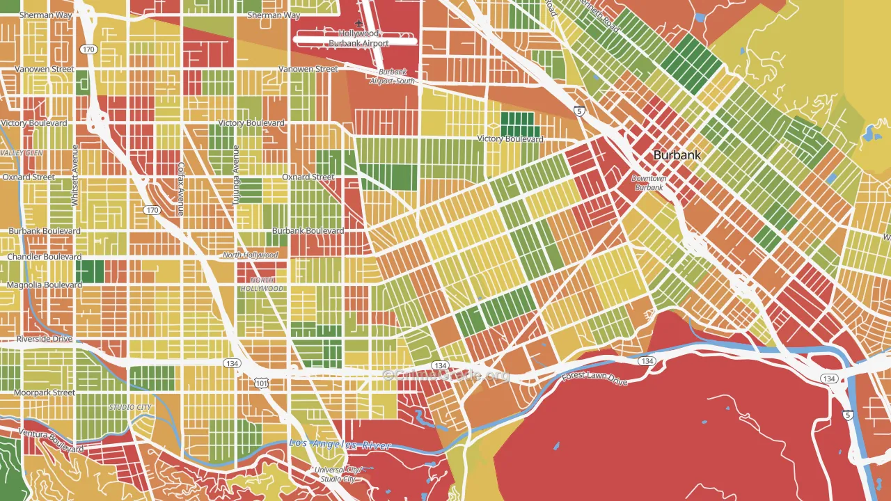 91505, CA Map of Theft Rates
