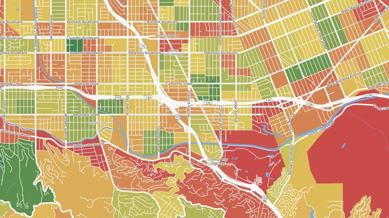 91602, CA Map of Theft Rates