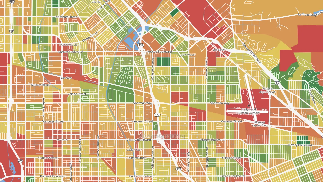91605, CA Map of Theft Rates
