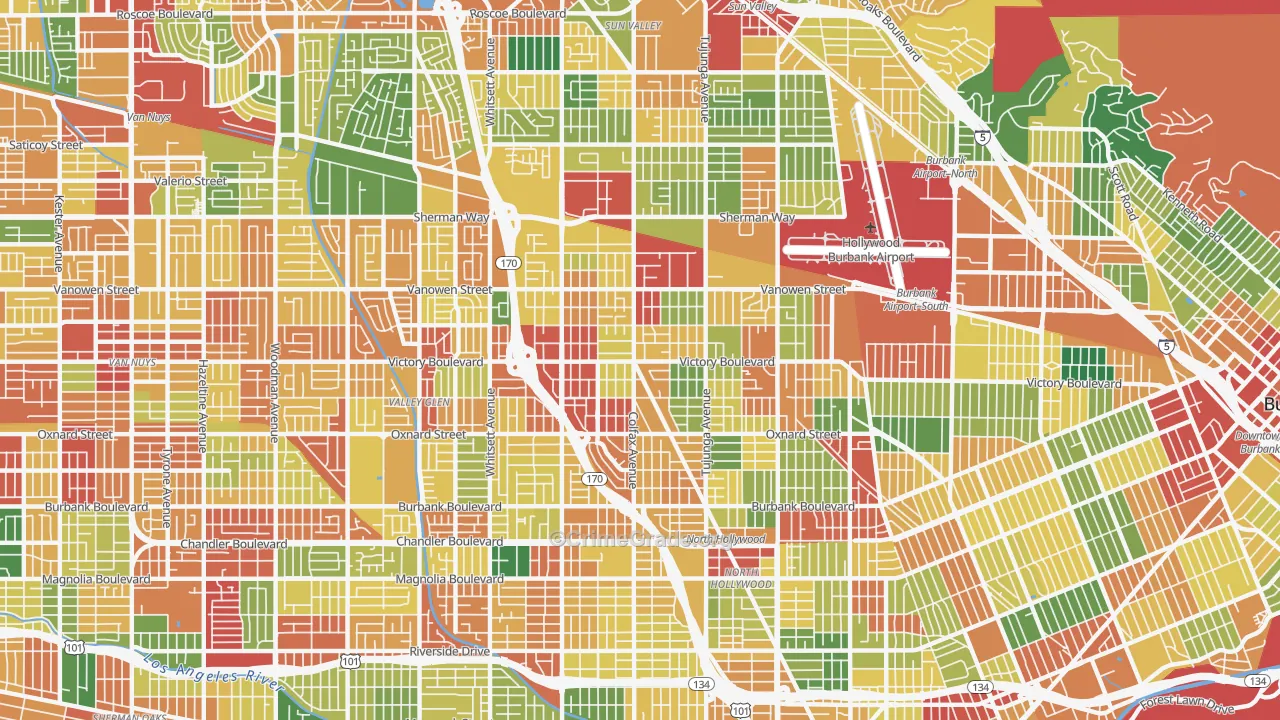 91606, CA Map of Theft Rates