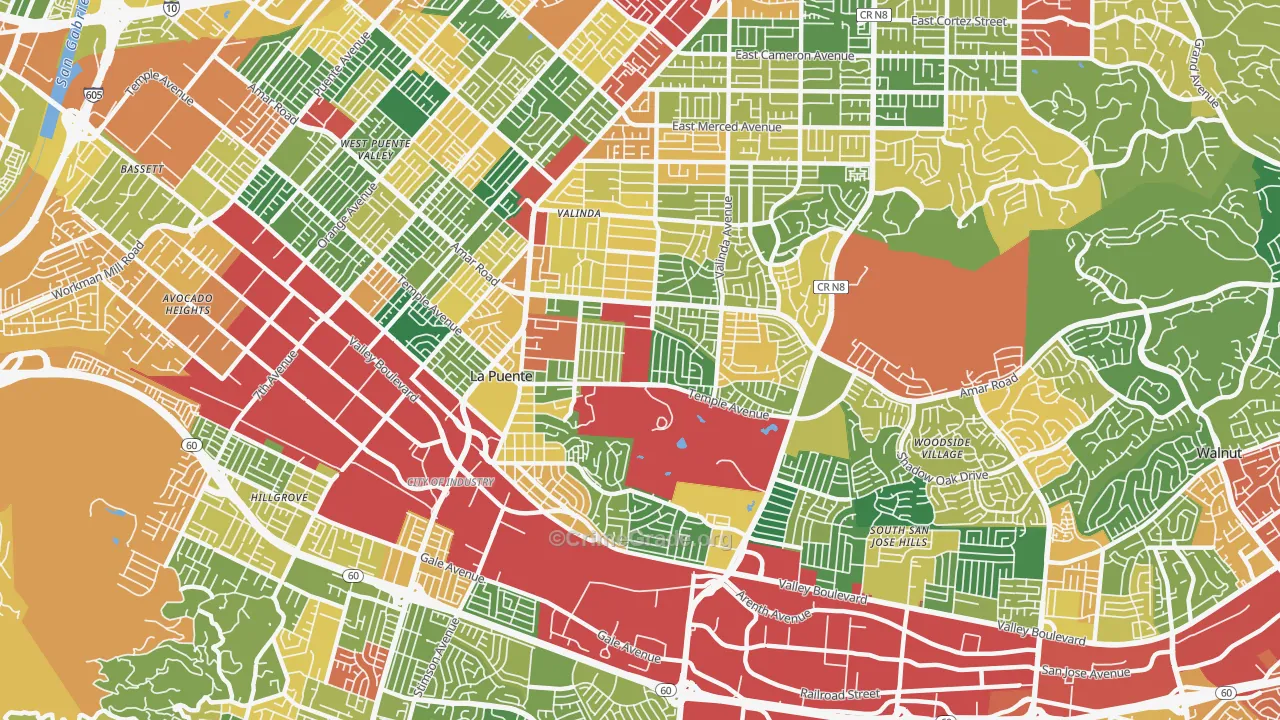 91744, CA Map of Theft Rates
